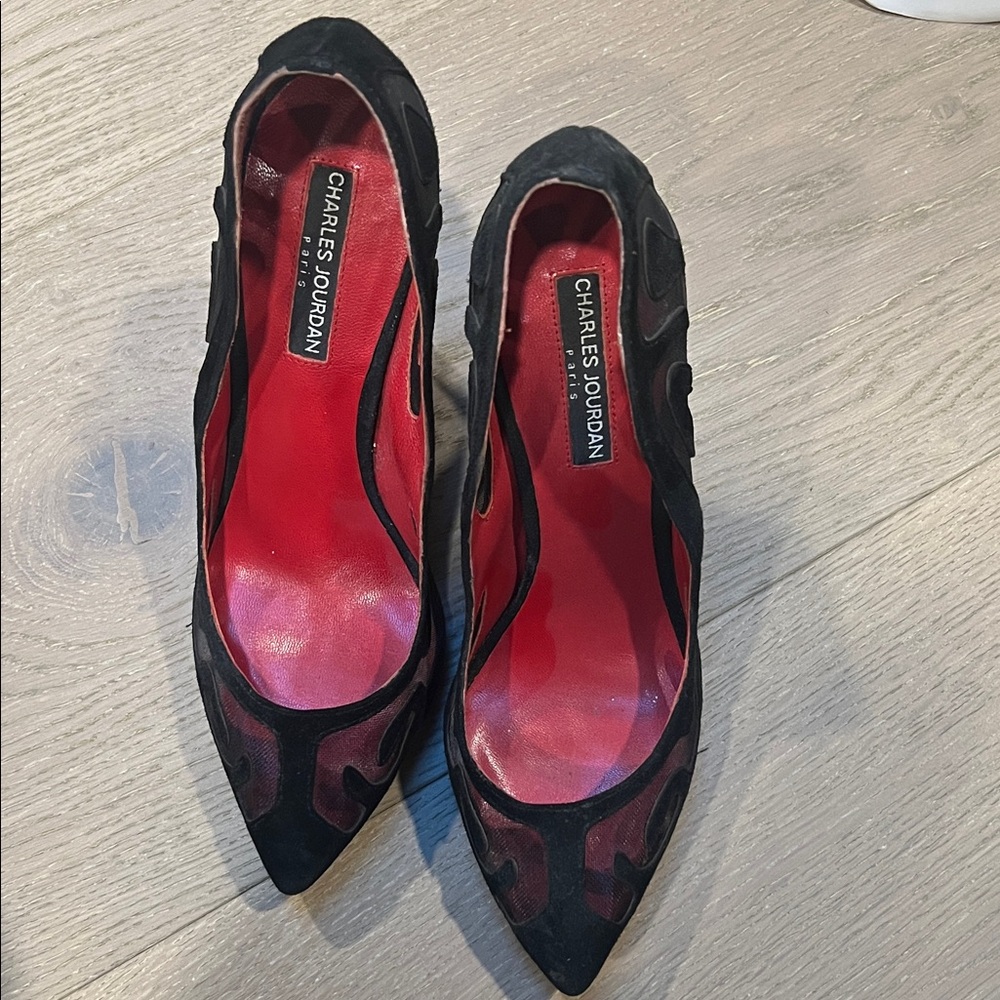Charles Jourdan Black and Red Heels
